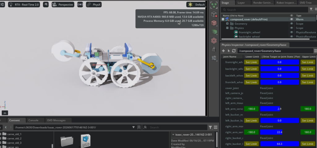 CARVE sensing simulation view for surface operations
