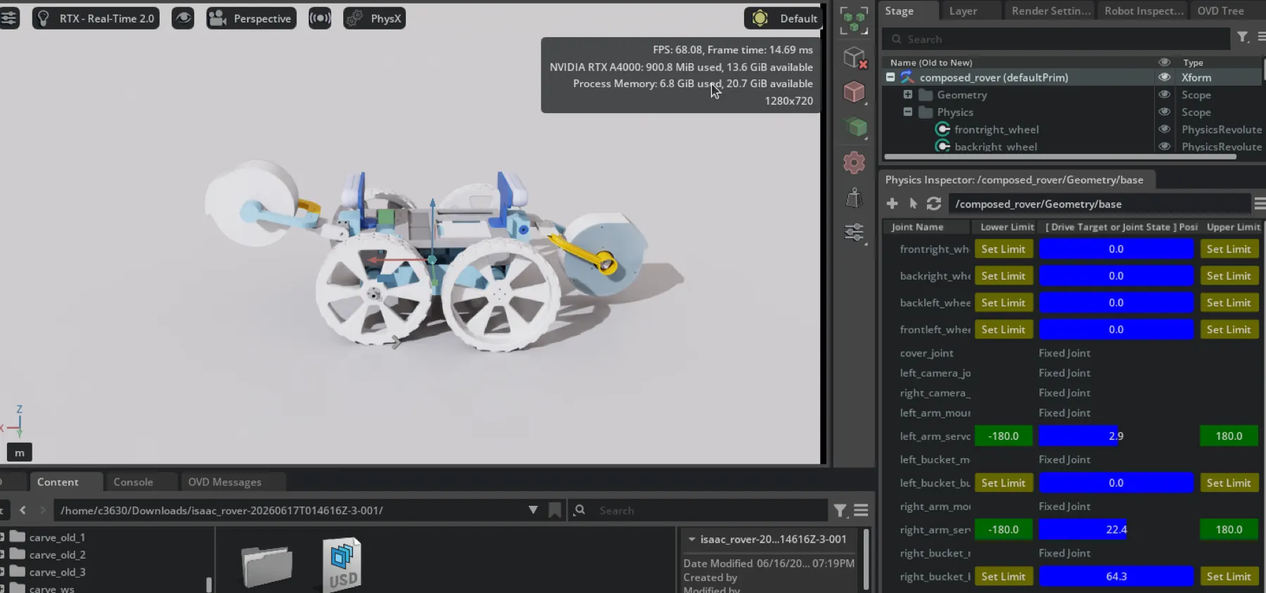CARVE sensing simulation view for surface operations